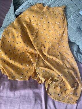 Showpo. Mustard Yellow Chiffon Floral Midi Skirt
